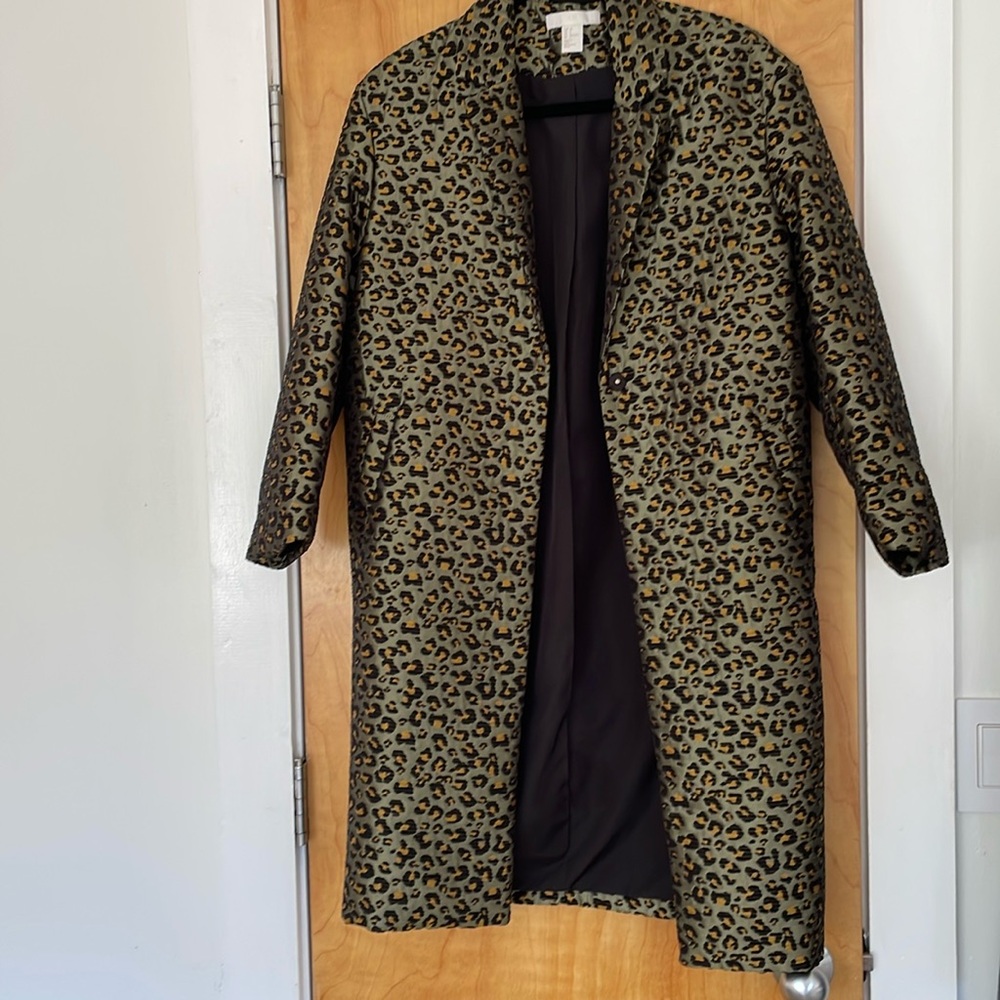 H&M Leopard Green Coat